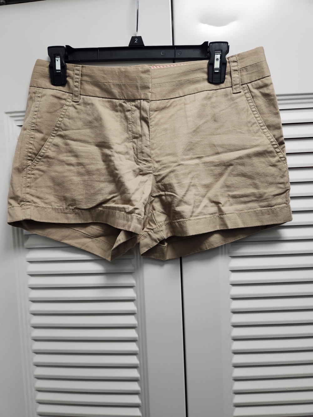 J. Crew High-Waist Tan Cotton Blend Shorts